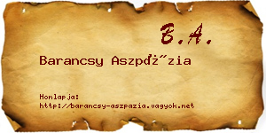 Barancsy Aszpázia névjegykártya